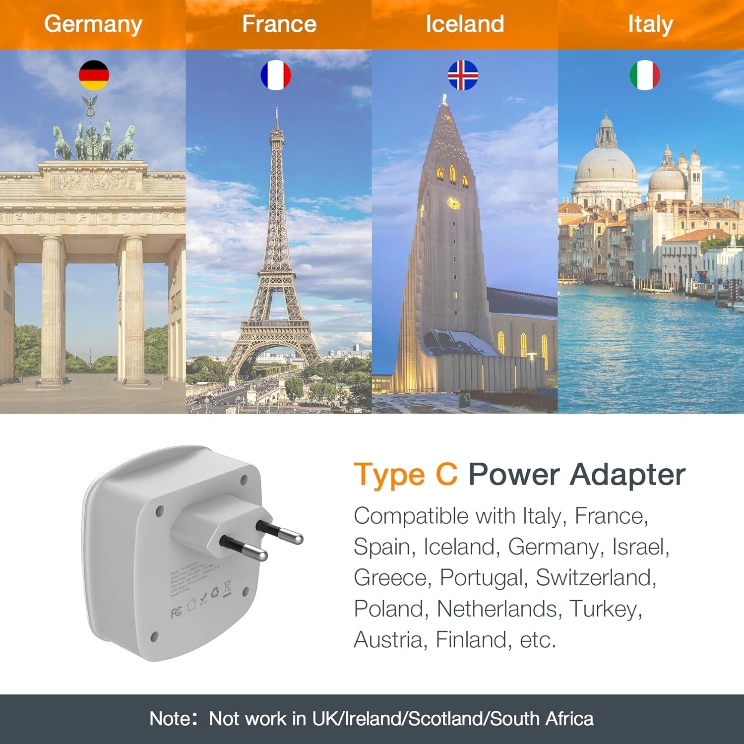 European Travel Plug Adapter Converter