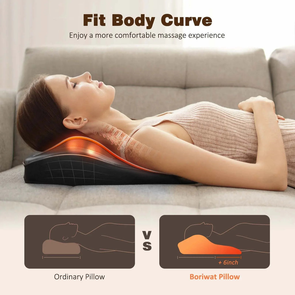 Neck & Back Massager with Heat — 3D Deep-Kneading Shiatsu Pillow, Black — Home Use & Gift for Mom & Dad
