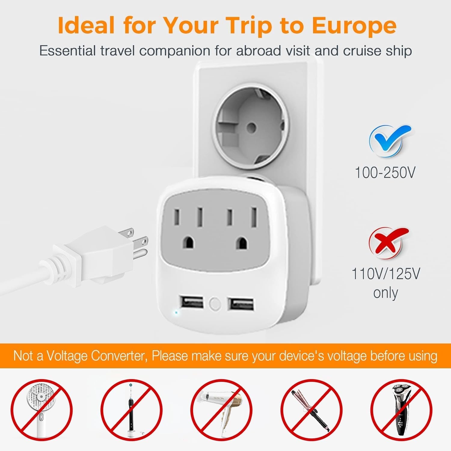 European Travel Plug Adapter Converter