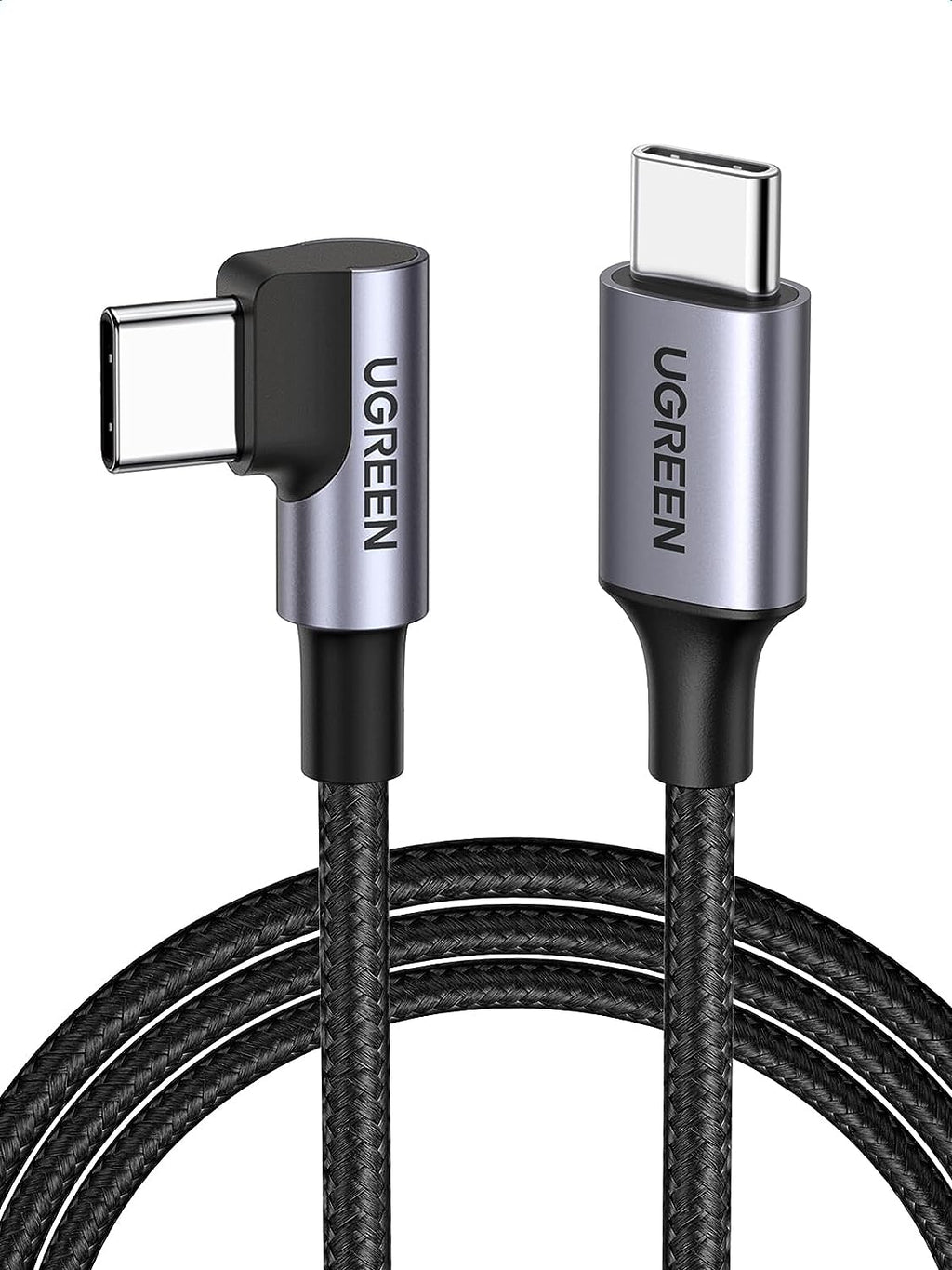 60W Right Angle USB C Cable, Fast Charging Cable, 2-Pack, 6.6Ft