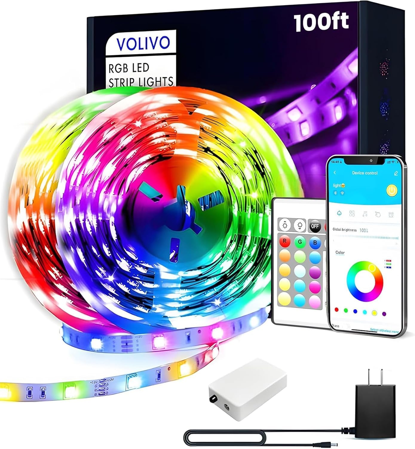 100FT LED Strip Lights for Bedroom RGB Color Changing